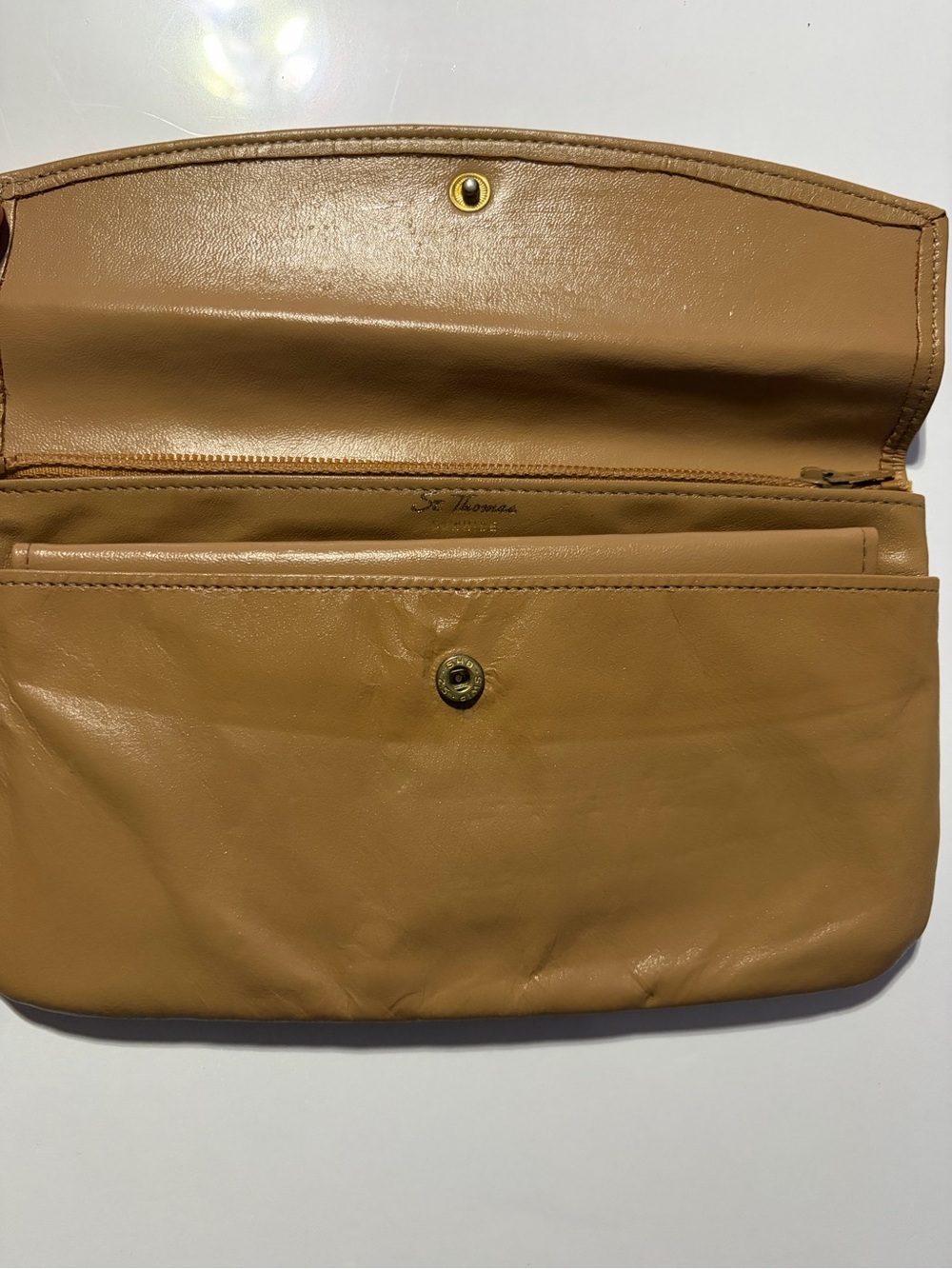 St. Thomas Tan Leather Wristlet Clutch - Smooth Leather